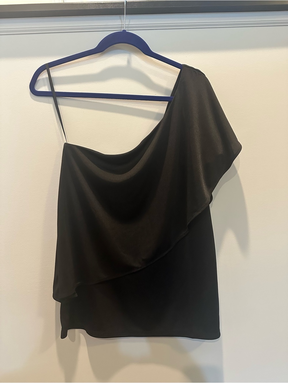 White House Black Market Black One-Shoulder Draped Top